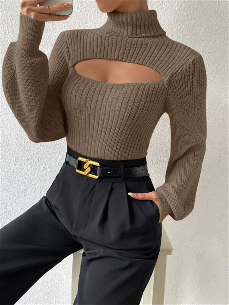 Women’s Hollow Out Turtleneck Sweater