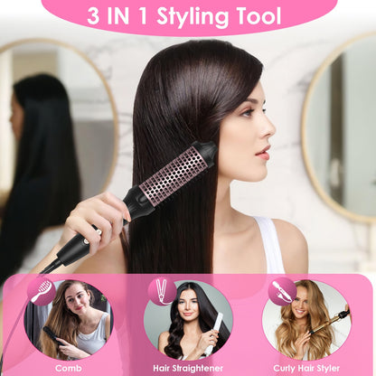 1Pc 3 In 1 Thermal Brush Hair Curler Brush Hair Curler Straightener