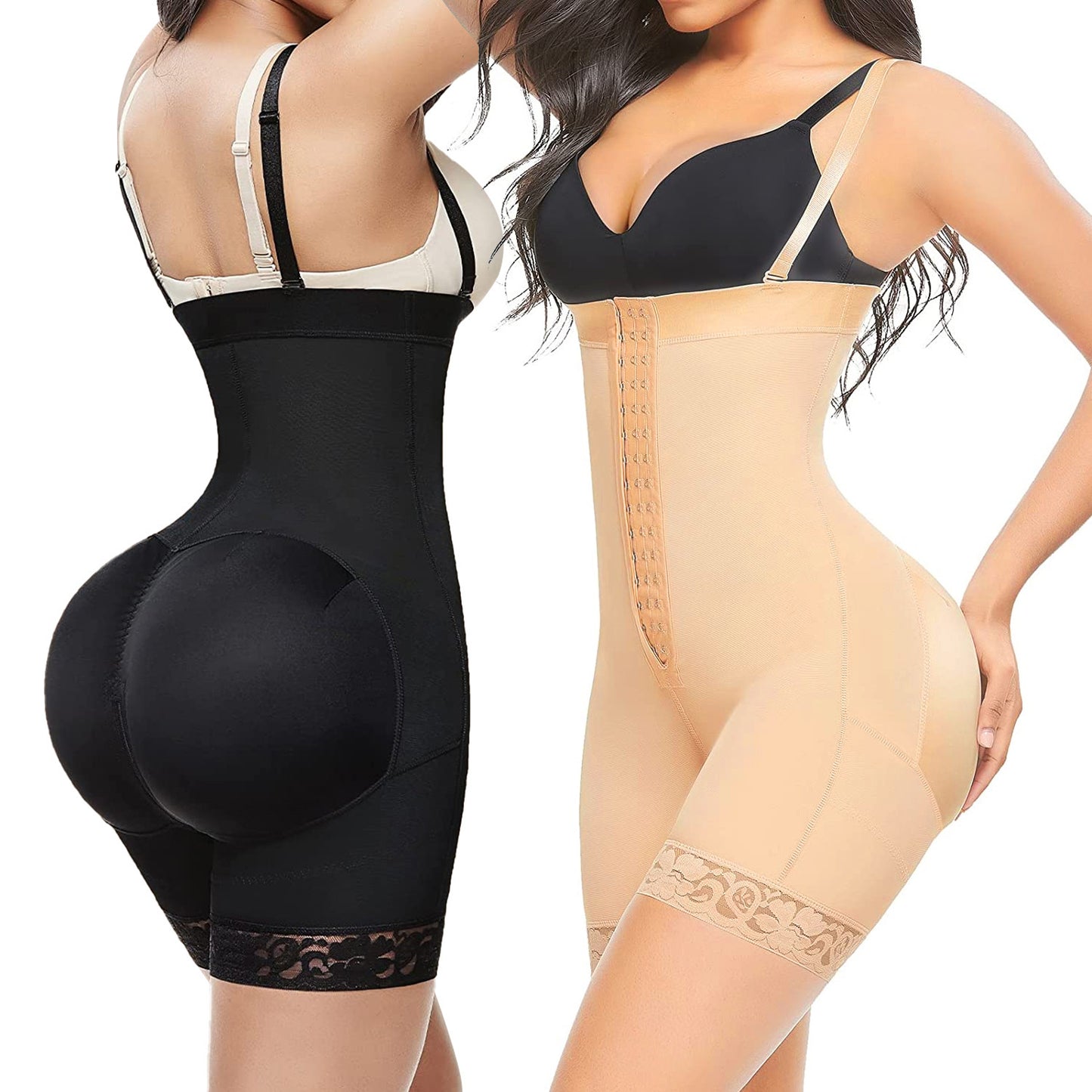 High Waisted Body Pants Shapewear Bodysuit Enhancement Crotch Zipper Tummy Lifting