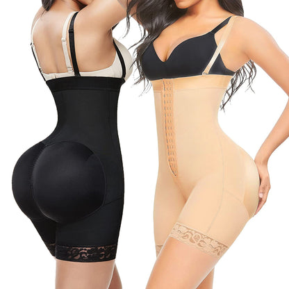 High Waisted Body Pants Shapewear Bodysuit Enhancement Crotch Zipper Tummy Lifting
