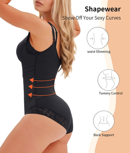 Women's Fajas Colombianas Shapewear Postpartum Tummy Control Bodysuit Full Body Shaper