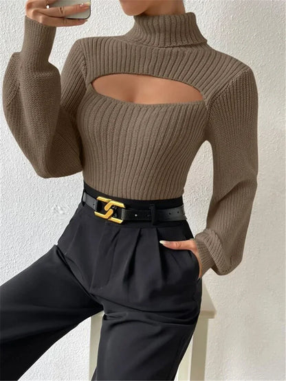 Women’s Hollow Out Turtleneck Sweater