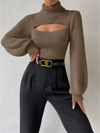 Women’s Hollow Out Turtleneck Sweater