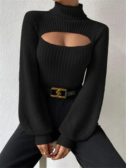Women’s Hollow Out Turtleneck Sweater