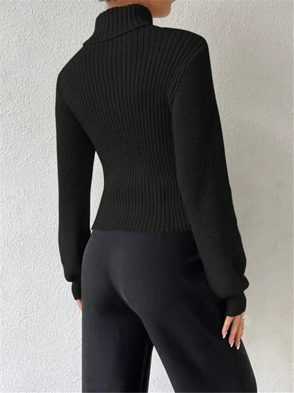 Women’s Hollow Out Turtleneck Sweater