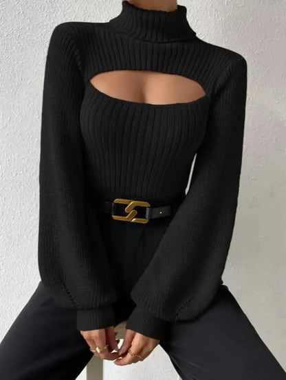 Women’s Hollow Out Turtleneck Sweater