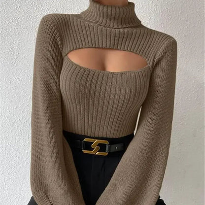 Women’s Hollow Out Turtleneck Sweater