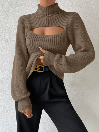 Women’s Hollow Out Turtleneck Sweater