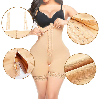 High Waisted Body Pants Shapewear Bodysuit Enhancement Crotch Zipper Tummy Lifting