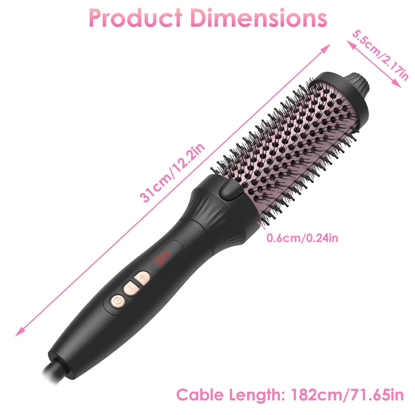 1Pc 3 In 1 Thermal Brush Hair Curler Brush Hair Curler Straightener